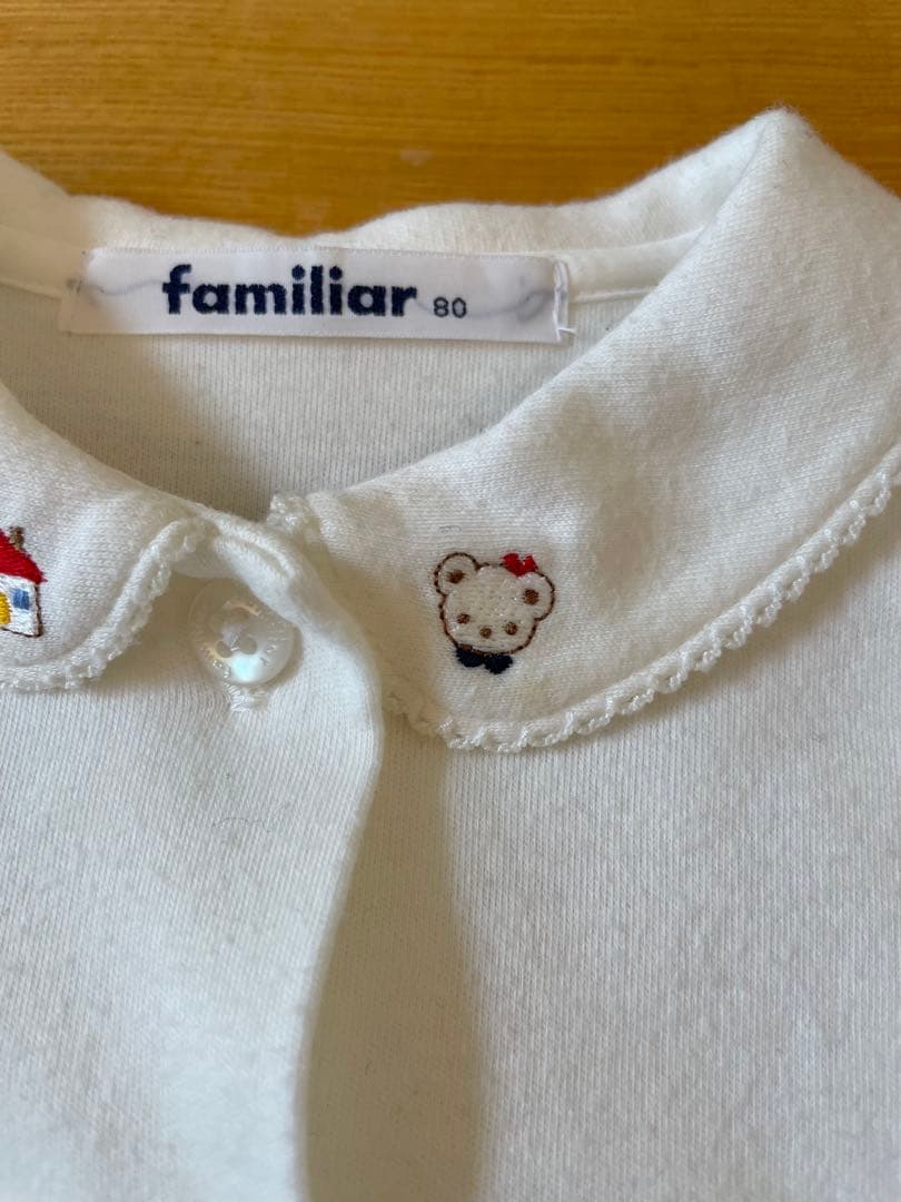 familiar 赤チェック ジャンパースカート・ブラウスセット　80サイズ