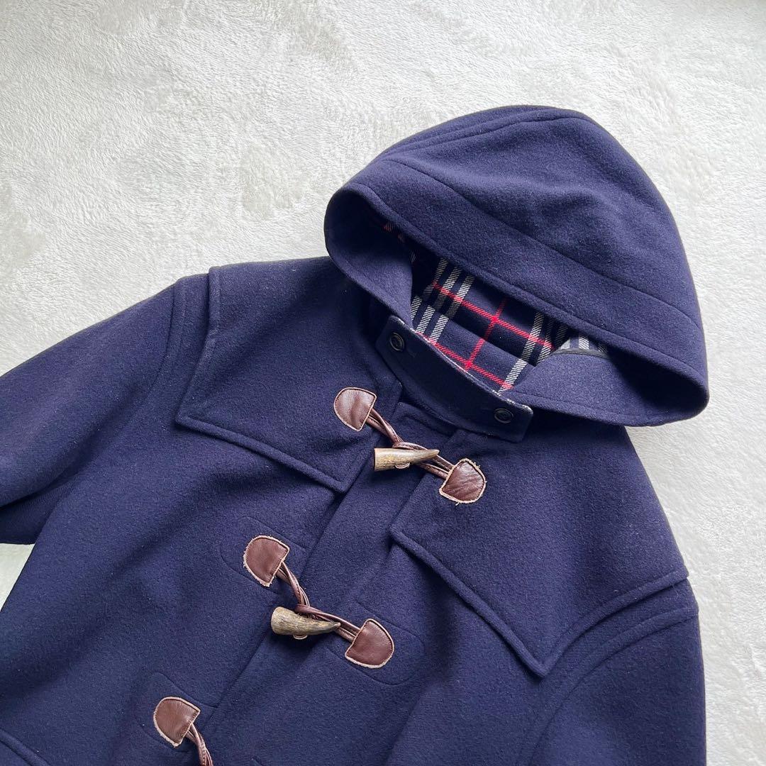バーバリーロンドン　カシミヤ混　ダッフルコート　Lサイズ　ノバチェック
