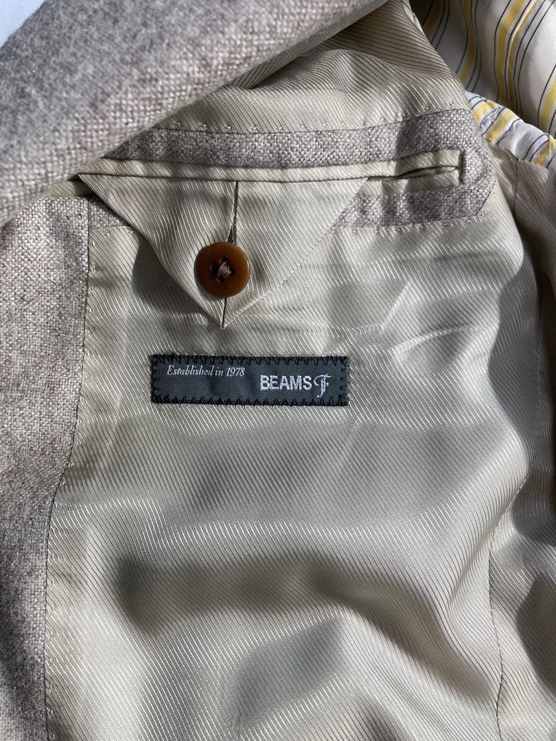 ビームスエフ BEAMS F テーラードジャケット シルク混 グレージュ48相当