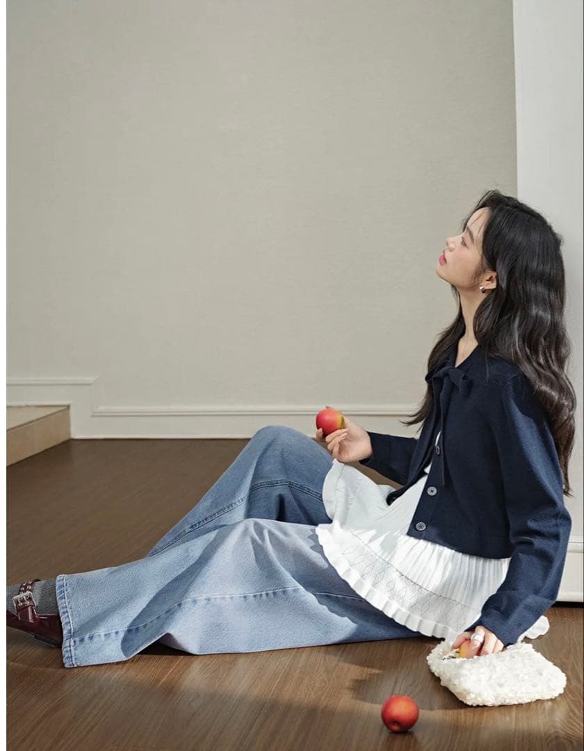 kuoseクロップドカーディガン DARK BLUE