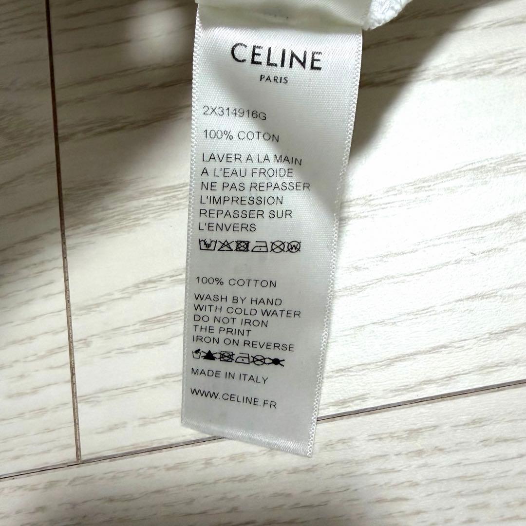 ✨国内正規・超美品✨CELINE　Tシャツ　デカロゴ　サイズM　コットン　白