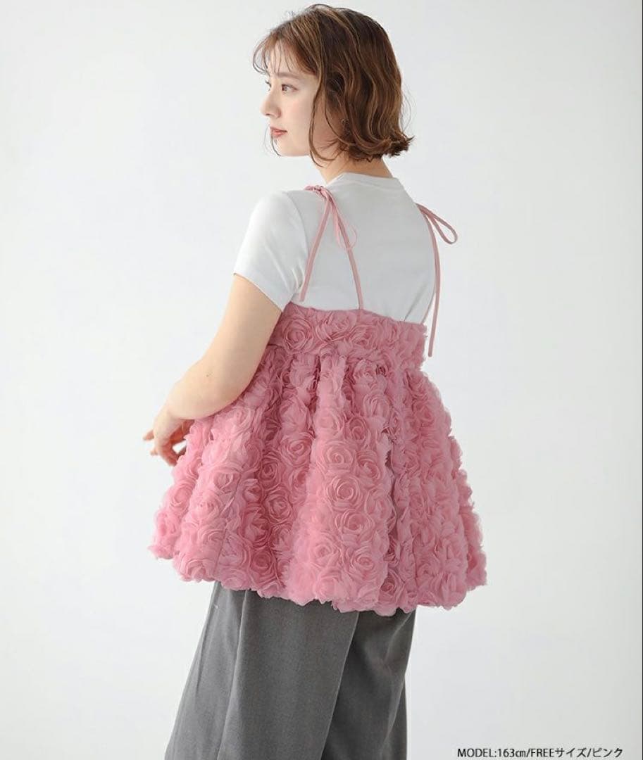 【新品】fitmore フィットモア　ローズモチーフキャミソール　ピンク