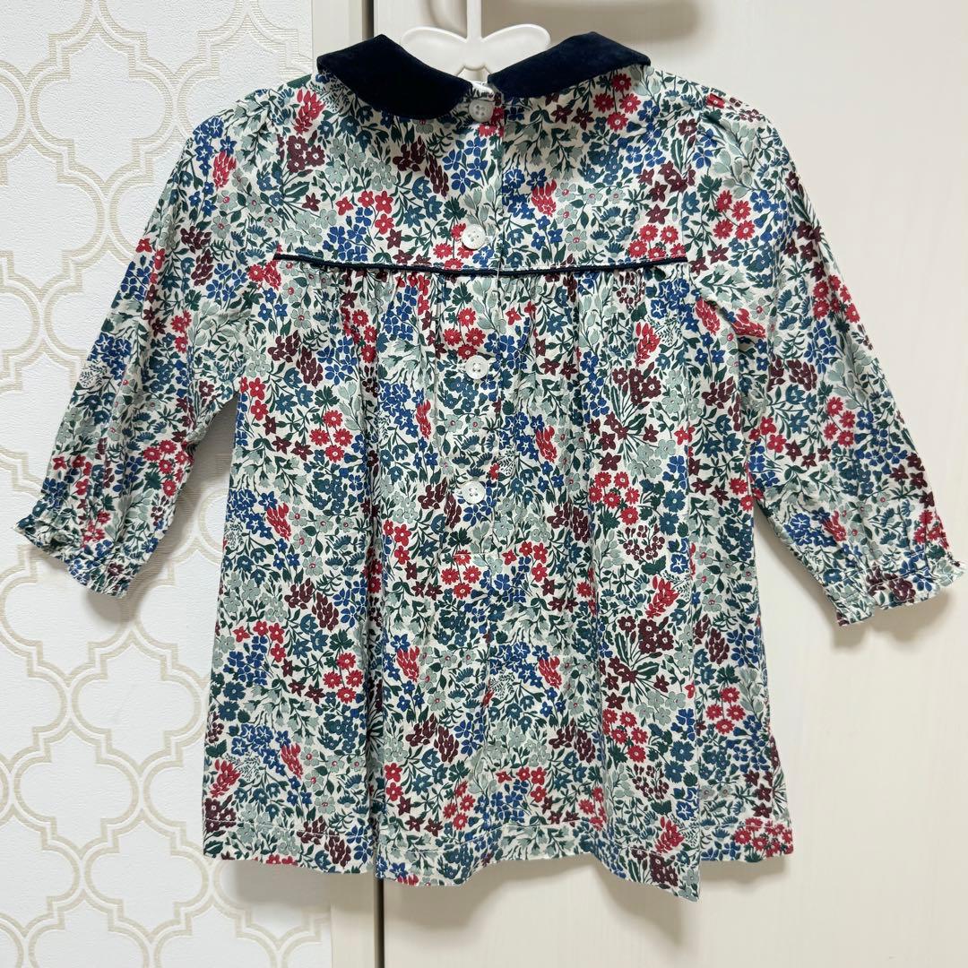 【 美品 】familiar リバティ 小花柄 ワンピース 80cm 女の子