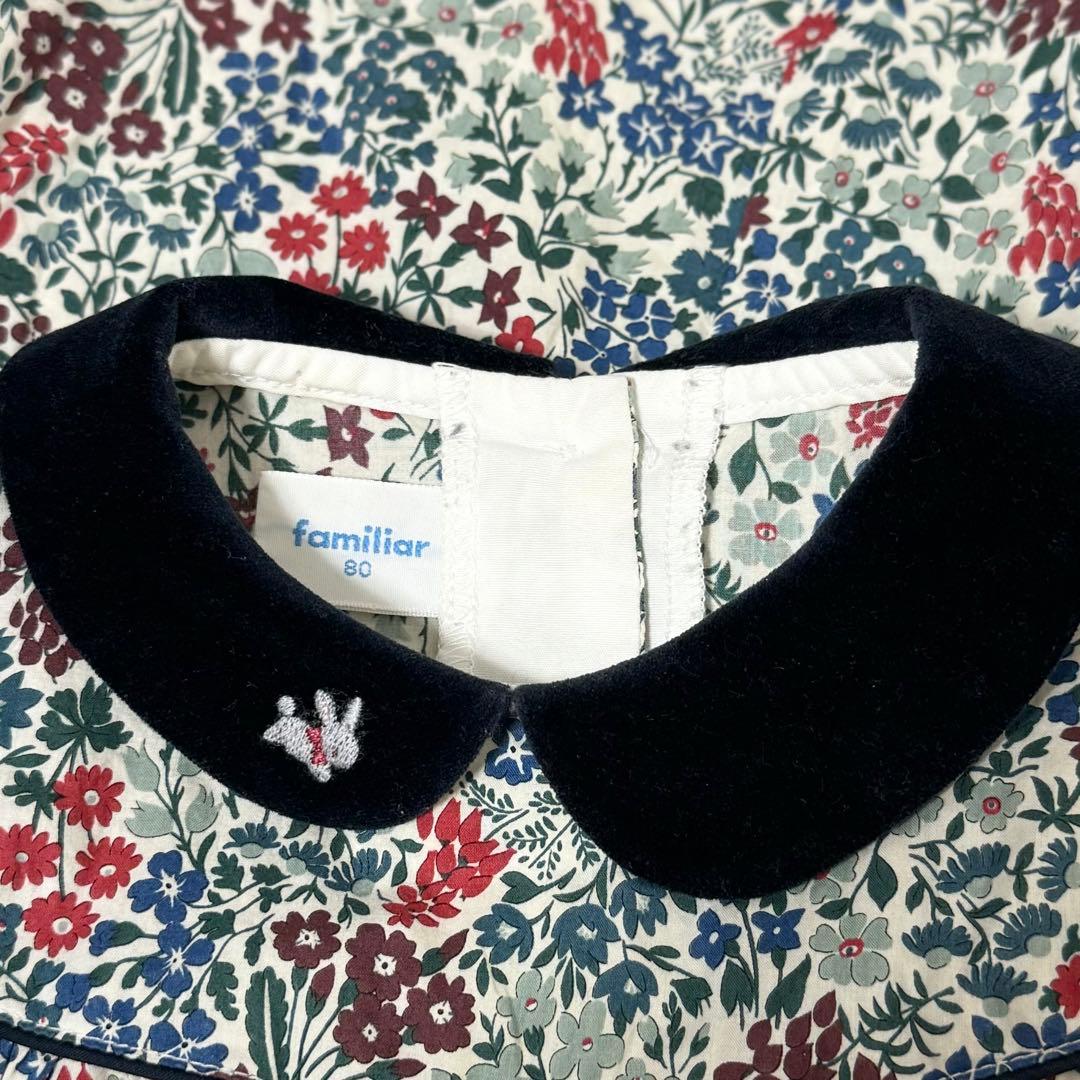 【 美品 】familiar リバティ 小花柄 ワンピース 80cm 女の子