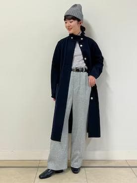 新品タグ付き HUMAN WOMAN×NATIC コラボ ロングコート ネイビー