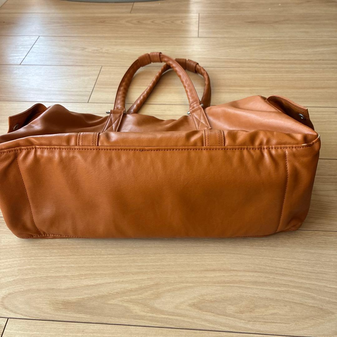 ブラウン ボストンバッグ 合成皮革