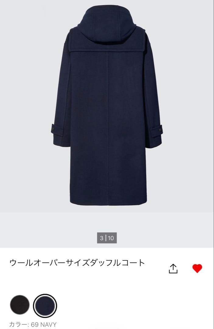 +J ウールオーバーサイズダッフルコートM ネイビー