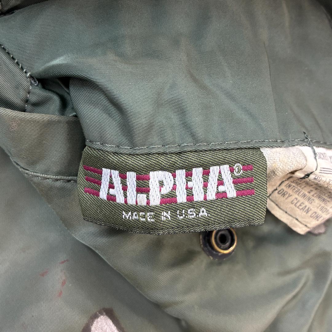 ぺ*ー様 80s　USA製　ALPHA　MA-1　フライトジャケット　L　カーキ