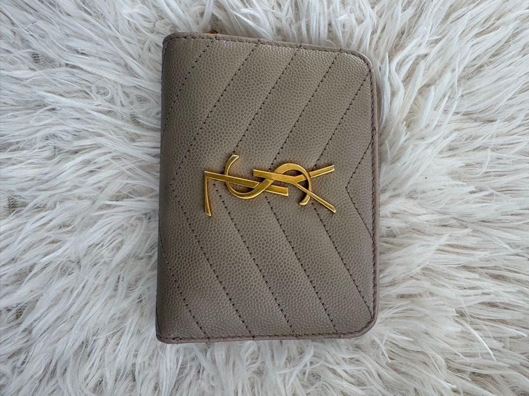 ✨YSL イヴサンローラン 財布 コンパクト ベージュ レディース
