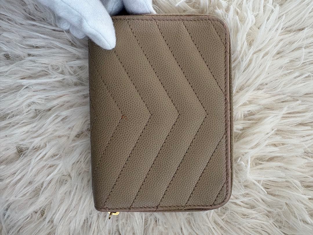 ✨YSL イヴサンローラン 財布 コンパクト ベージュ レディース