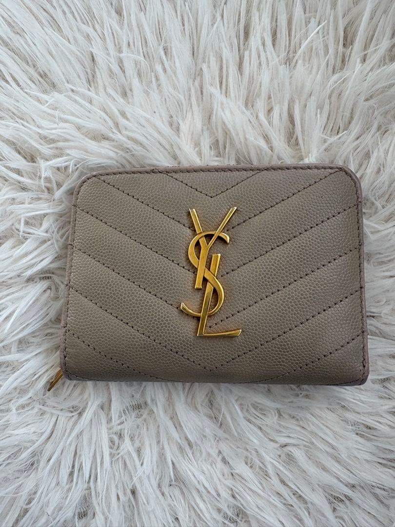✨YSL イヴサンローラン 財布 コンパクト ベージュ レディース