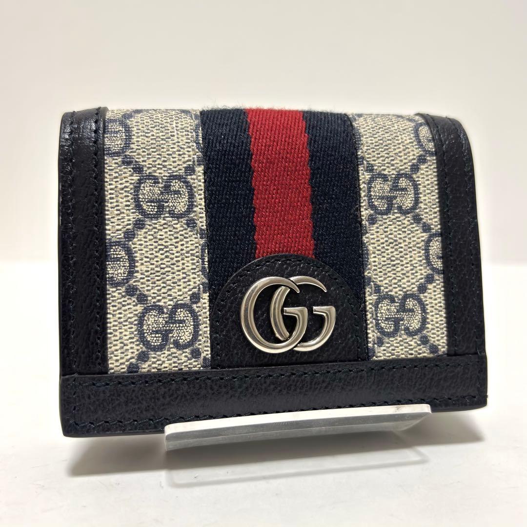 621✨未使用級✨グッチ 二つ折り財布 オフィディア GGスプリーム ネイビー