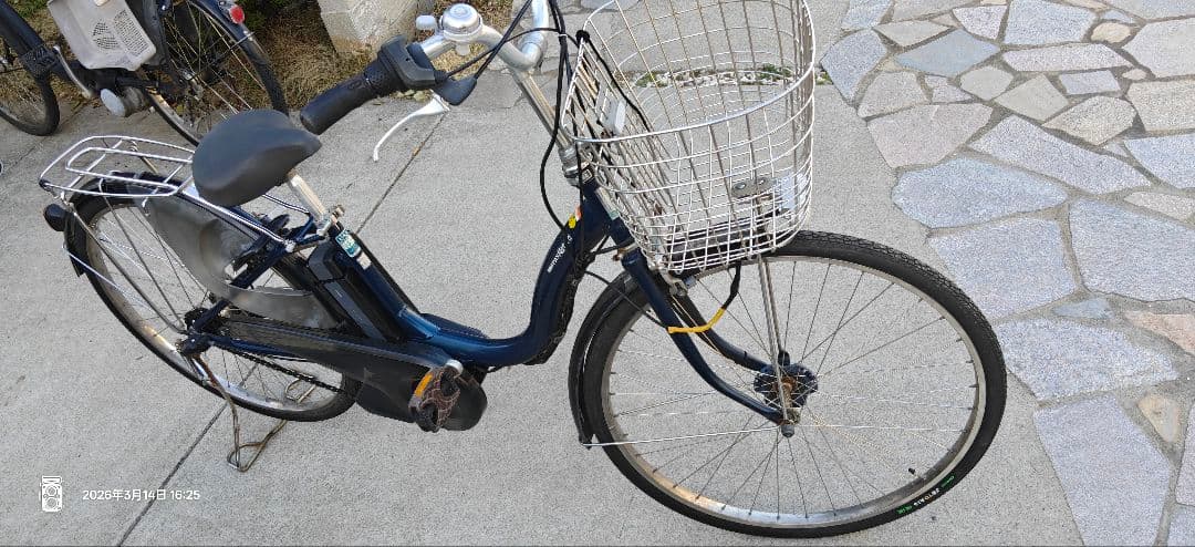 YAMAHA電動アシスト自転車 ネイビー 前バスケット付き
