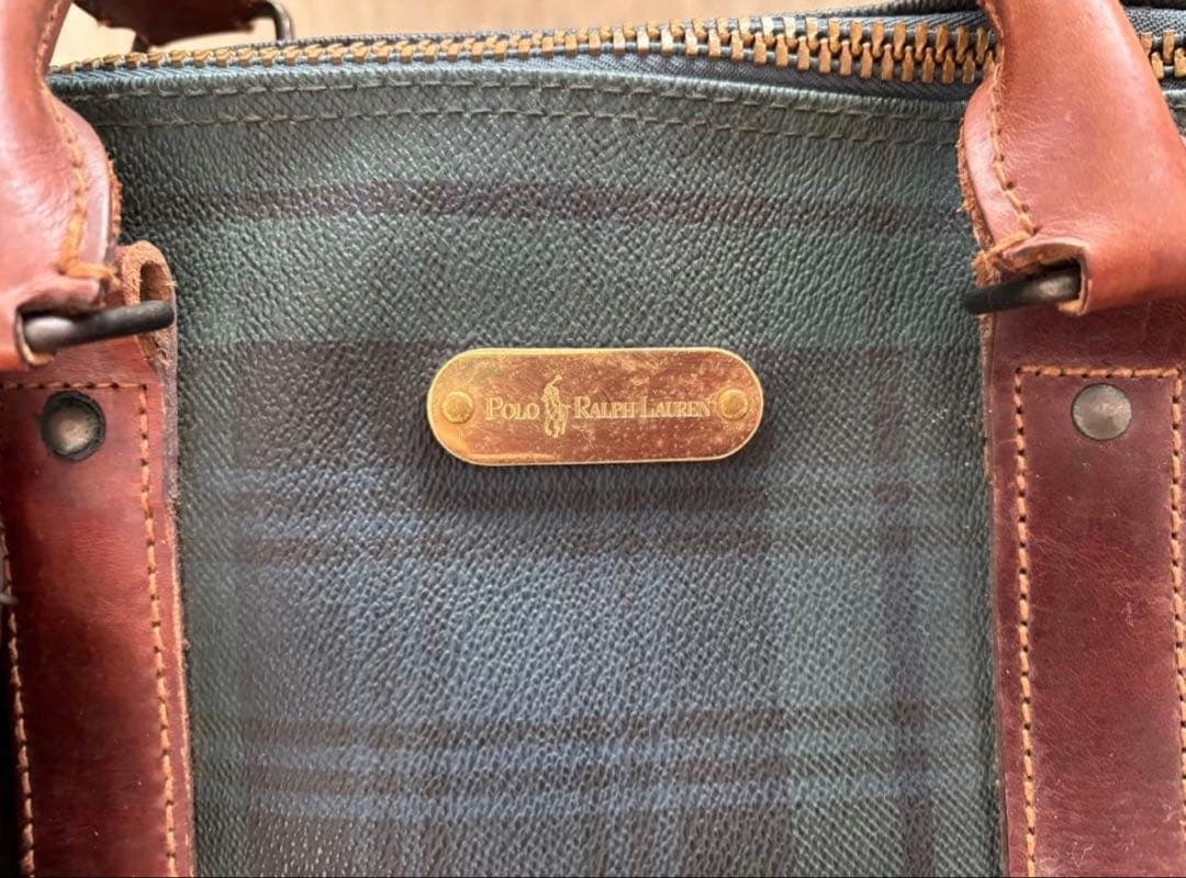 美品 ポロラルフローレン ボストンバッグ ２WAY PVCレザー グリーン 緑