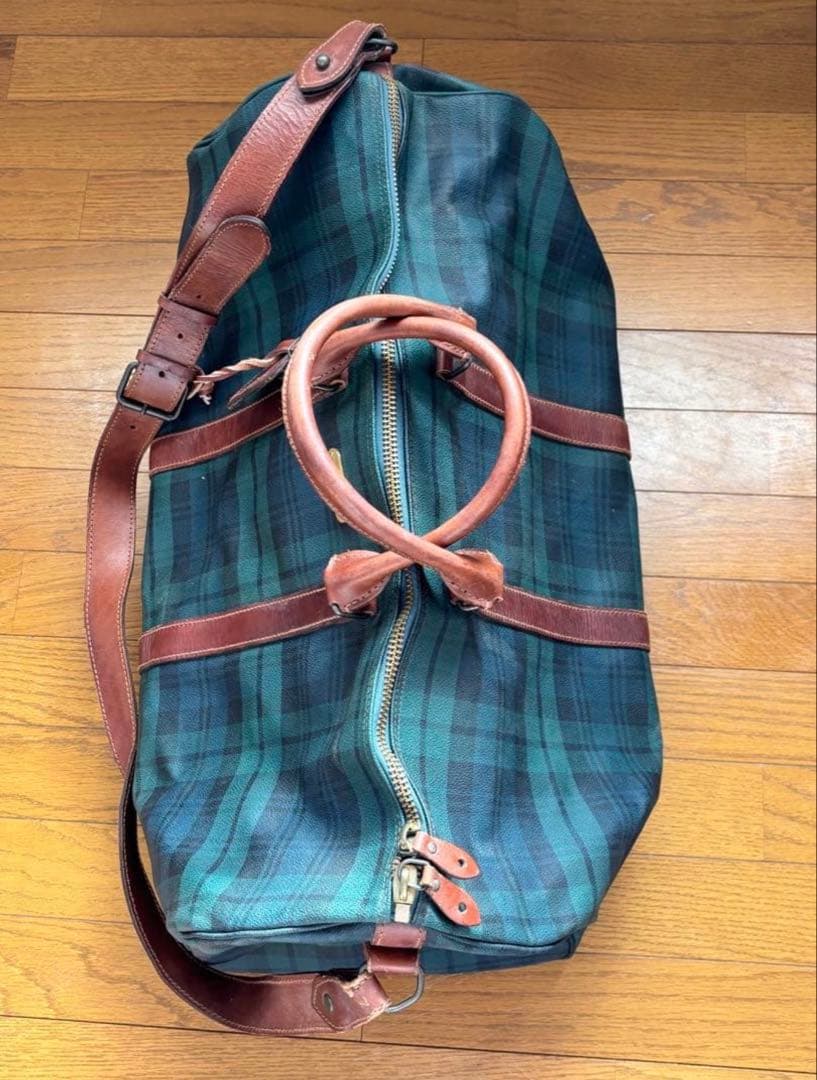 美品 ポロラルフローレン ボストンバッグ ２WAY PVCレザー グリーン 緑