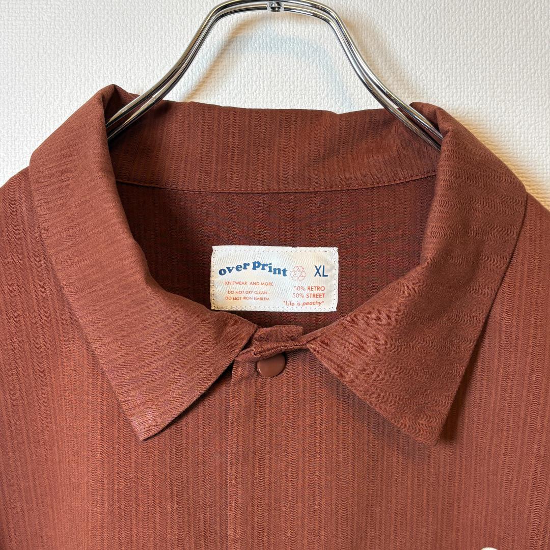 over print コーチジャケット XL ブラウン 刺繍 コットン【極美品】