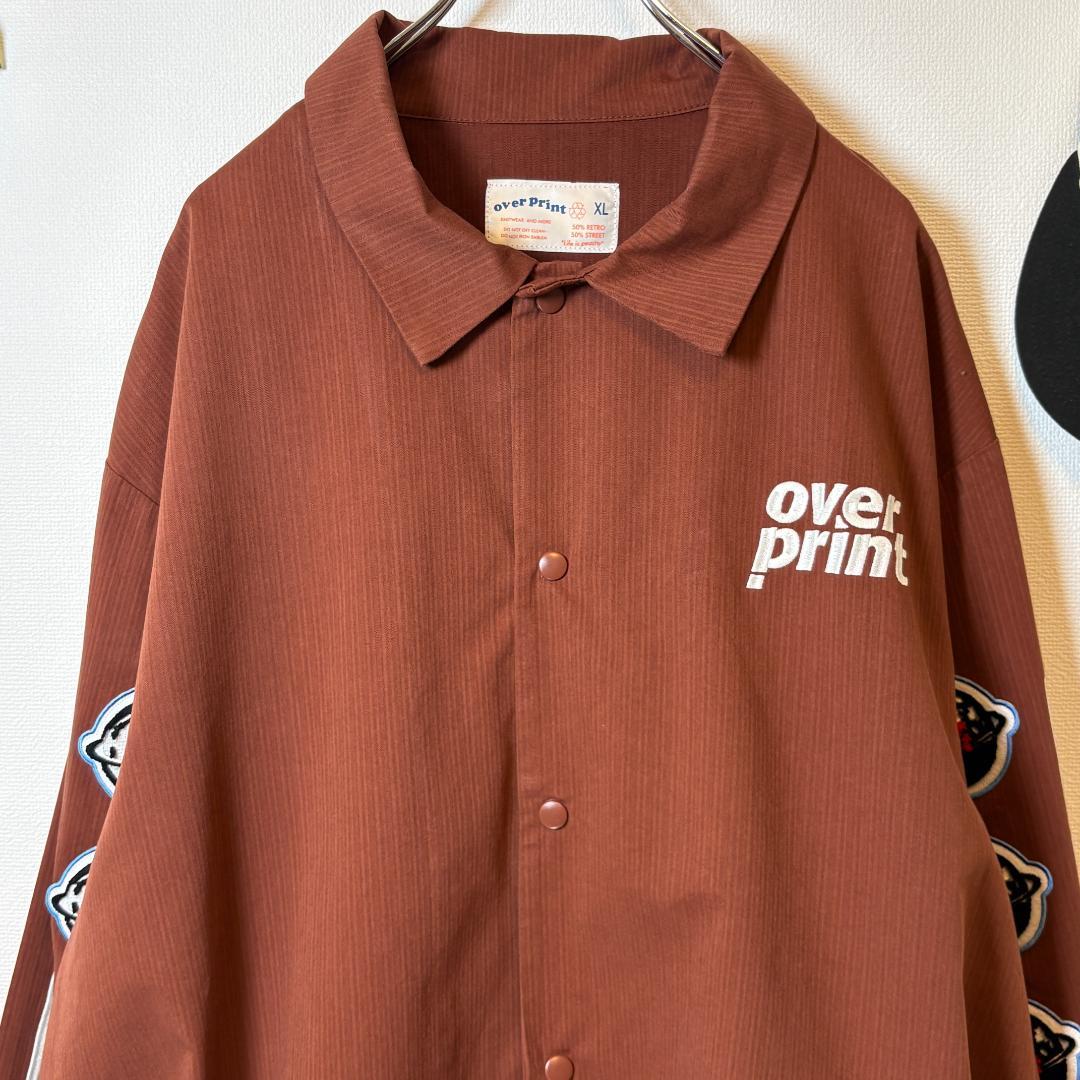 over print コーチジャケット XL ブラウン 刺繍 コットン【極美品】