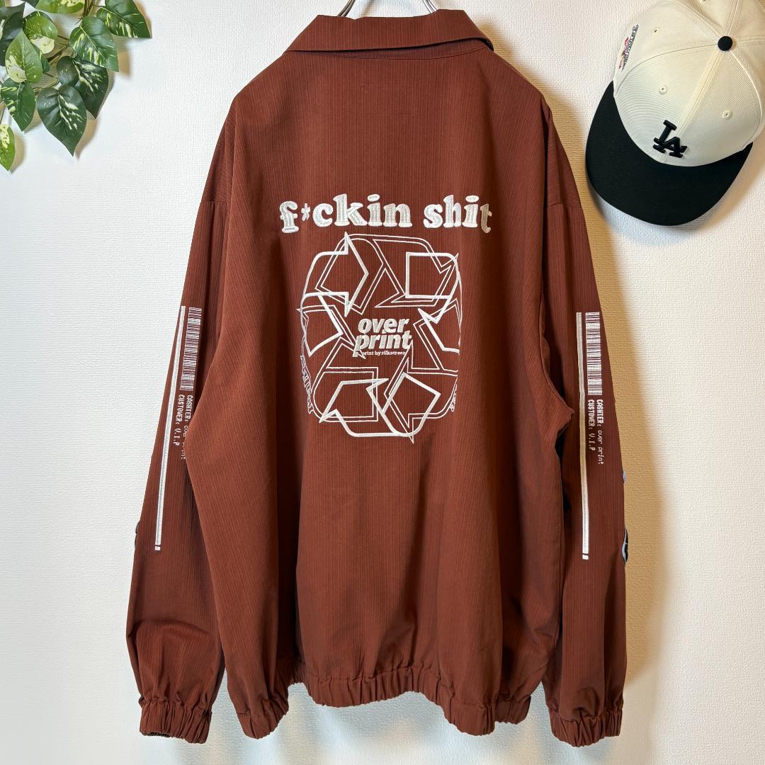 over print コーチジャケット XL ブラウン 刺繍 コットン【極美品】