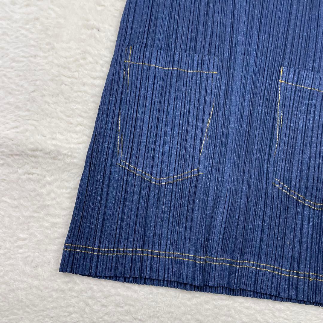 美品　PLEATS PLEASE ノースリーブプリーツワンピース ダークブルー