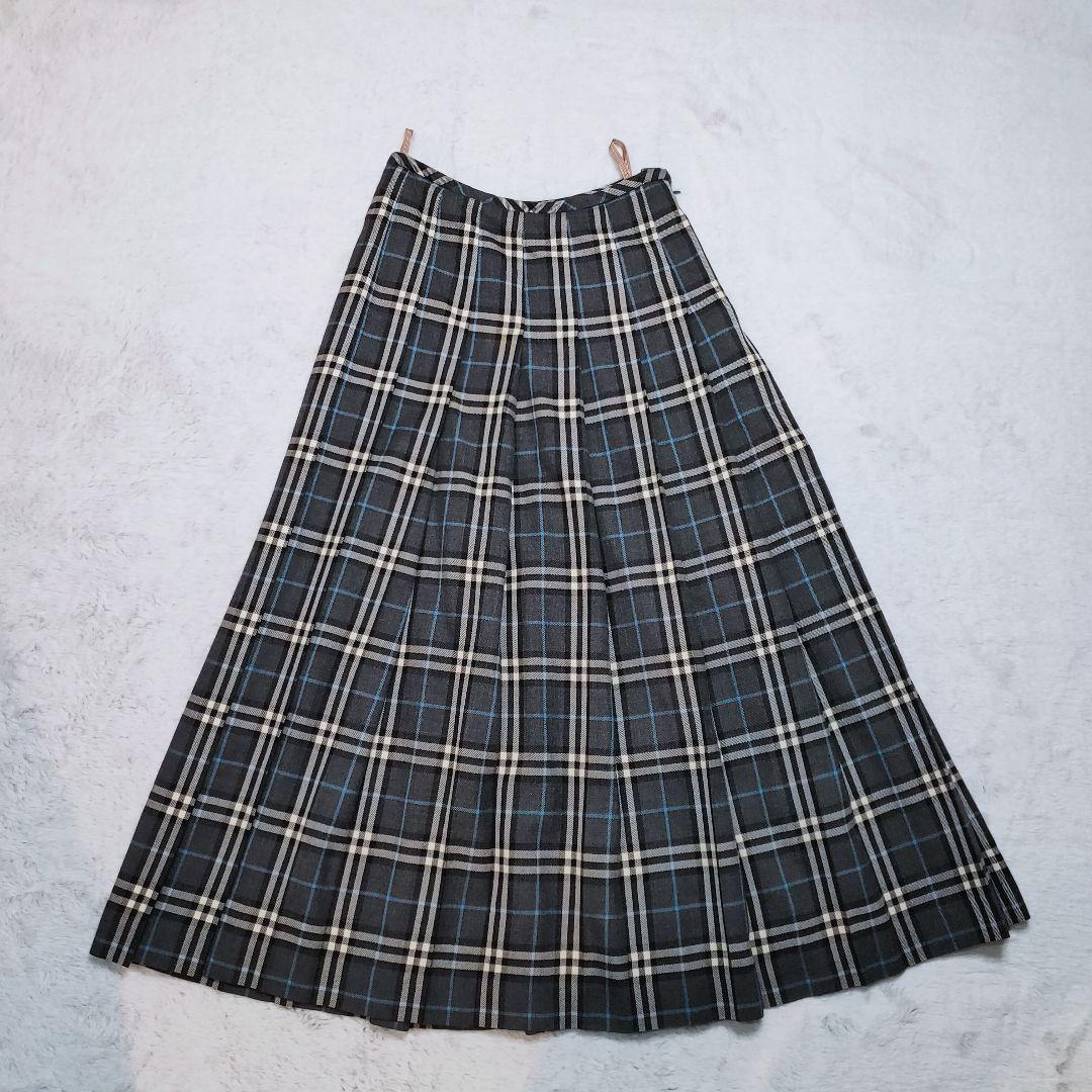 【美品】バーバリー ノバチェック ロング スカート プリーツ ウール 38