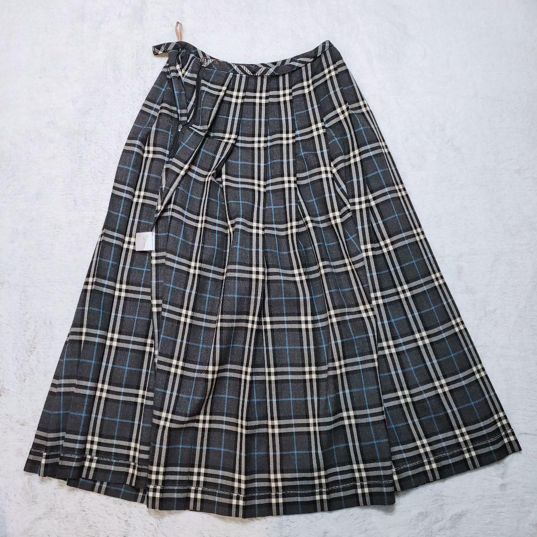 【美品】バーバリー ノバチェック ロング スカート プリーツ ウール 38