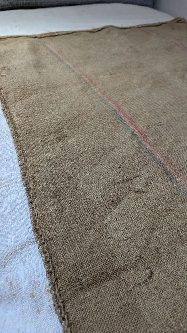 100年物 フランスアンティーク 穀物袋 麻袋 古布ジュート 洗濯済 b.