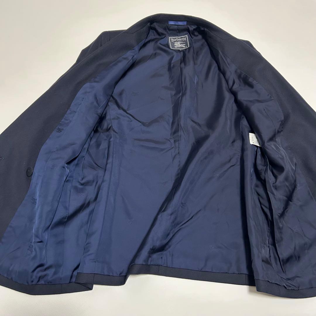 ✨希少 バーバリー ダブルブレスト ネイビー カシミヤ混 テーラードジャケット