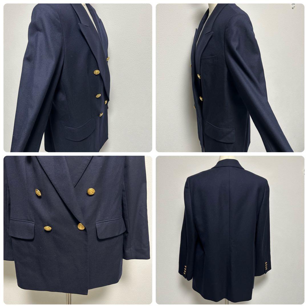 ✨希少 バーバリー ダブルブレスト ネイビー カシミヤ混 テーラードジャケット