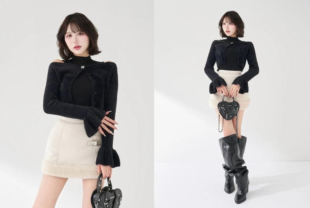 ダーリッチ darich アンサンブルシャギーニットトップス ブラック BLK