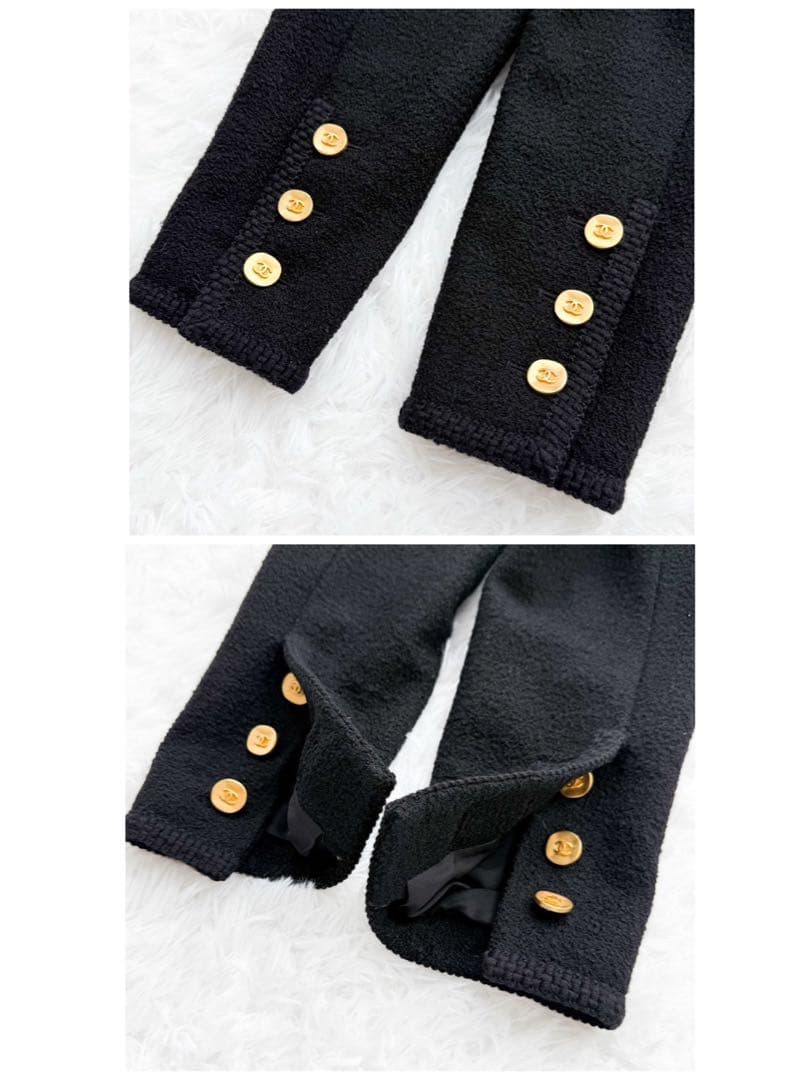 CHANEL 90’s VINTAGE ブラックツイードジャケット 金ココボタン