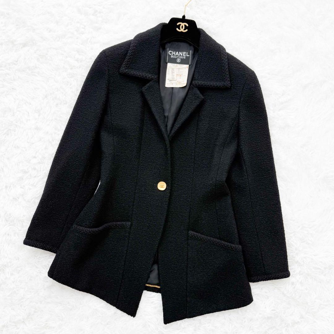 CHANEL 90’s VINTAGE ブラックツイードジャケット 金ココボタン