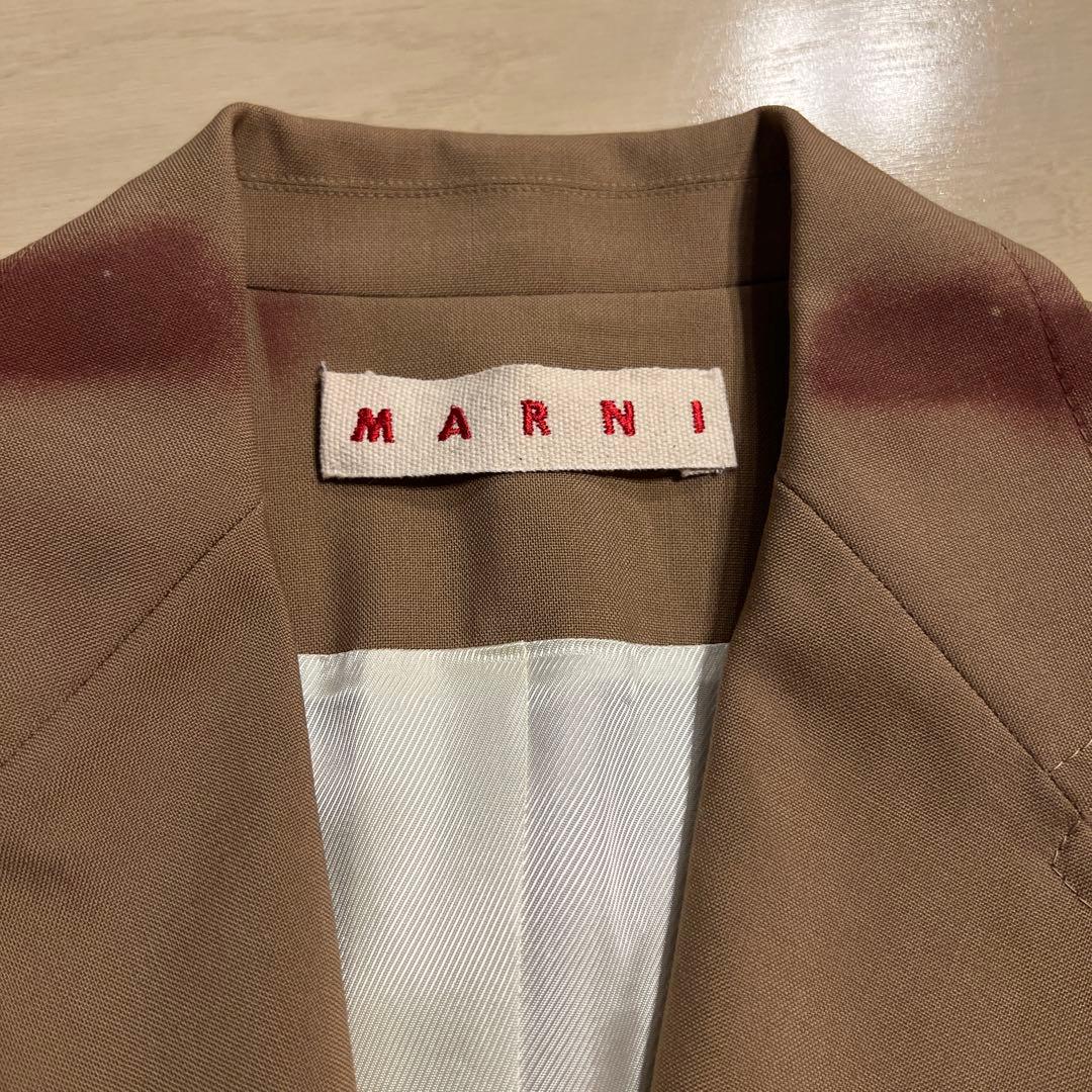 MARNI ベージュと赤のチェック テーラードジャケット