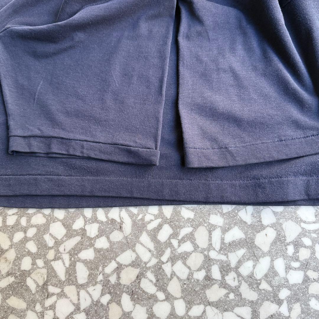 【80年代usa製、シングルステッチ】オールドアディダス両面ロゴTシャツ紺常田