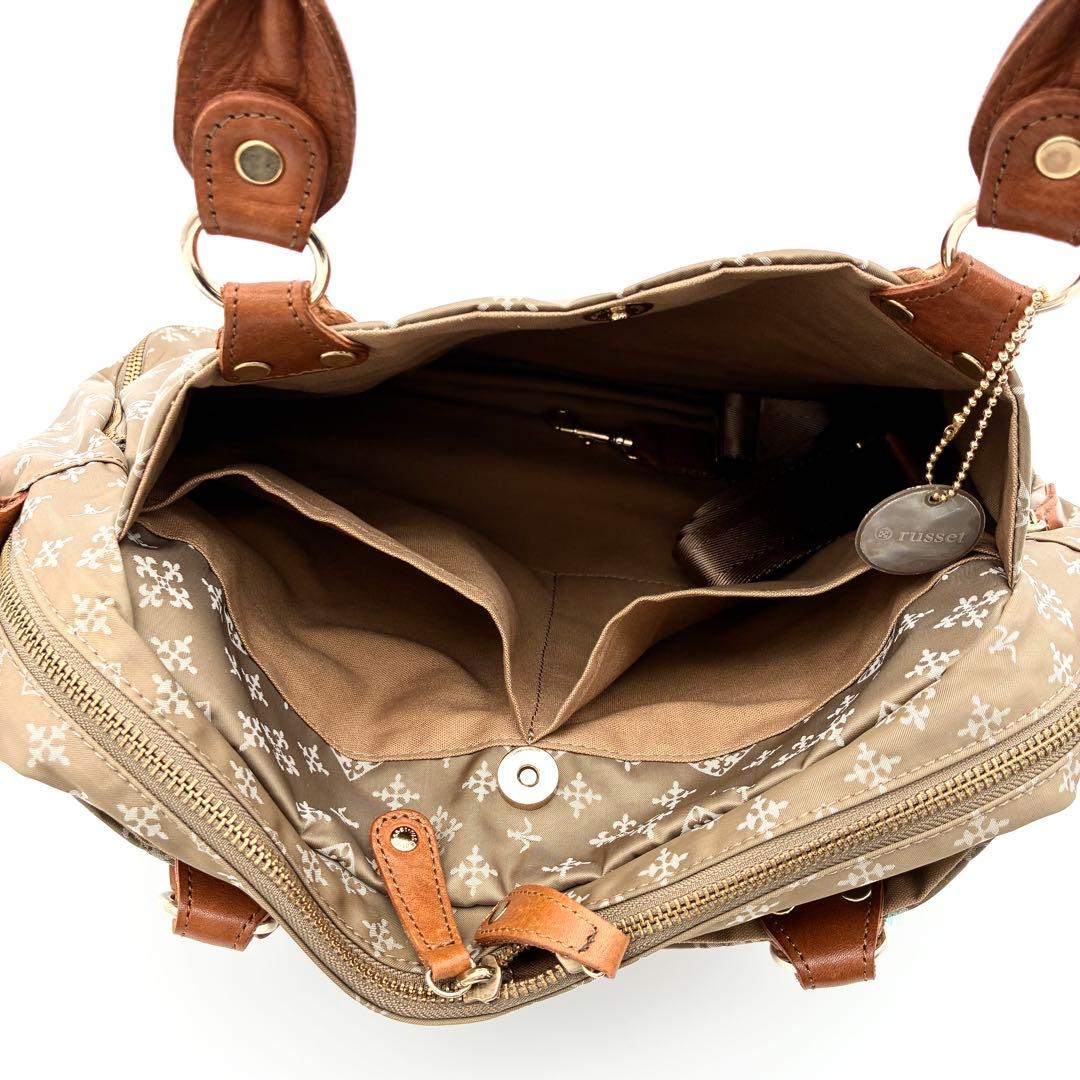 【極美品】russet ボストンバッグ ショルダー 2way ナイロン ベージュ