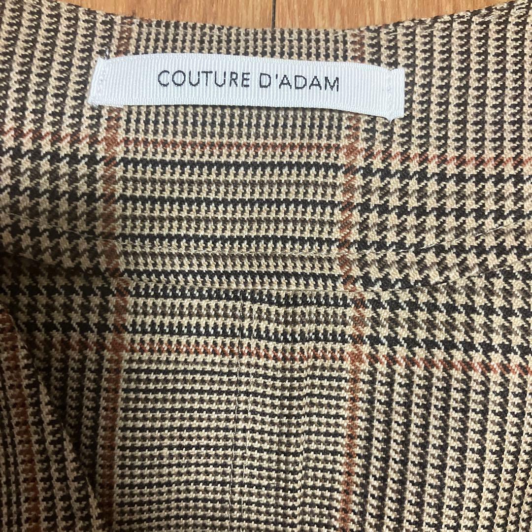 COUTURE D'ADAM茶グレンチェック ダブルブレストジャケット 36