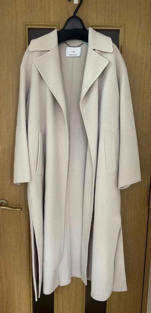 INED グレーベージュ ロング コート ベルト付き