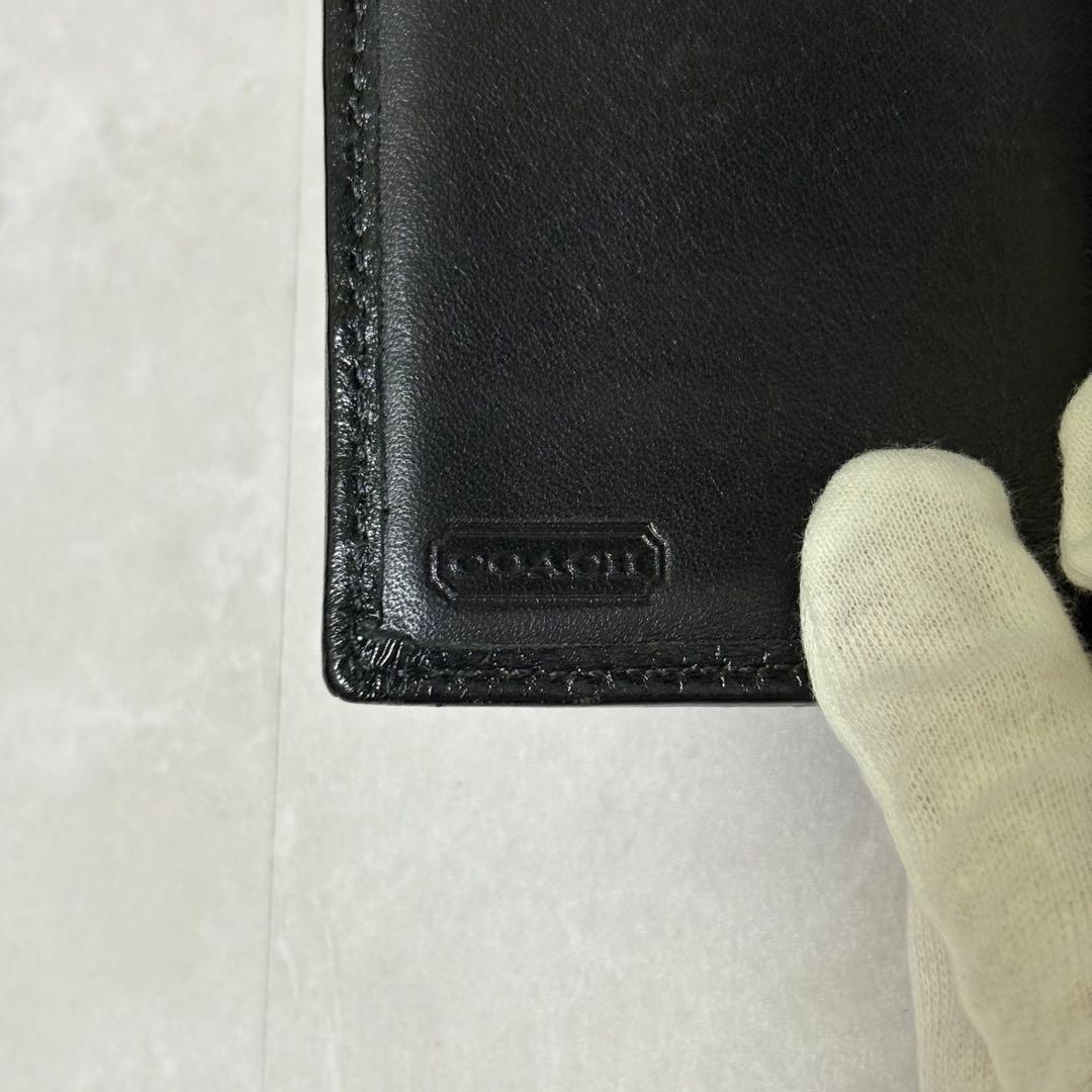 極美品　coach コーチ　三つ折り財布　シグネチャー　ソーホー　ブラック