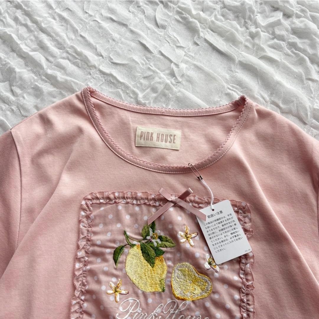 【新品未使用】 ピンクハウス 刺繍ロゴレースTシャツ 近年モデル プルオーバー