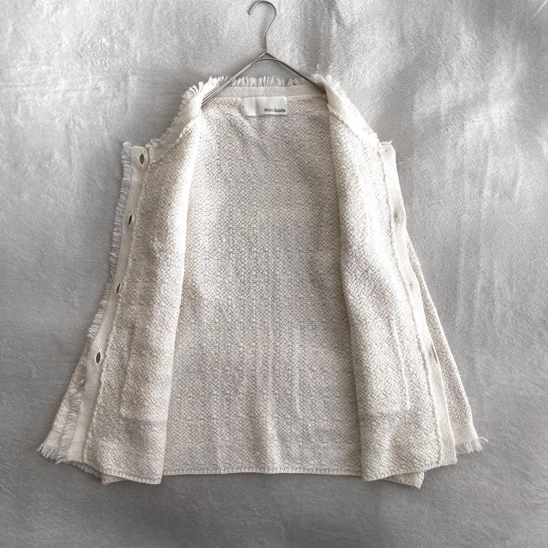 【美品✨】Whim Gazette ツイードニットジャケット　定価3.5万　金釦