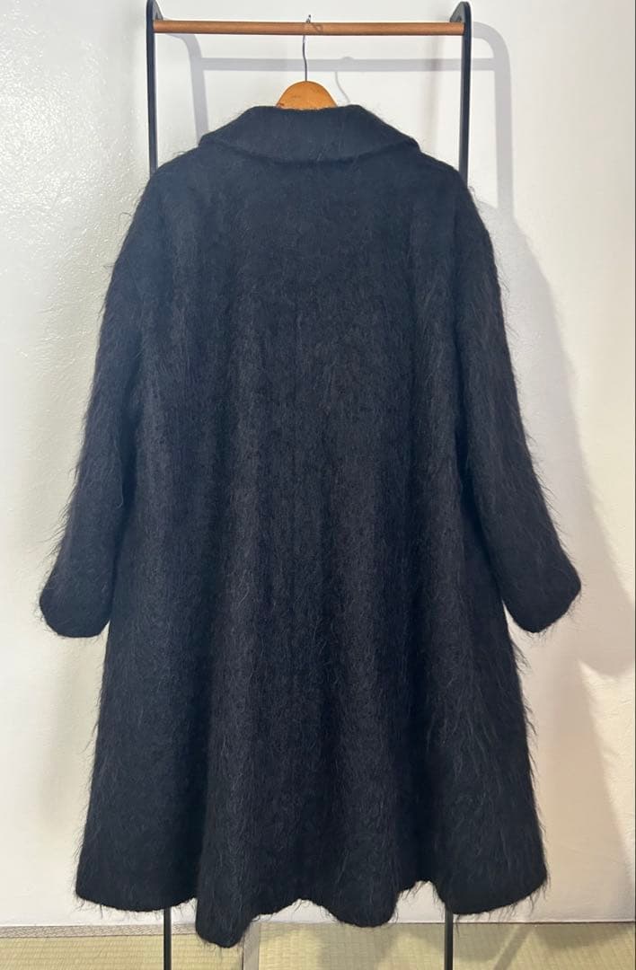 vintage CELINE PARIS モヘアロングコート 黒
