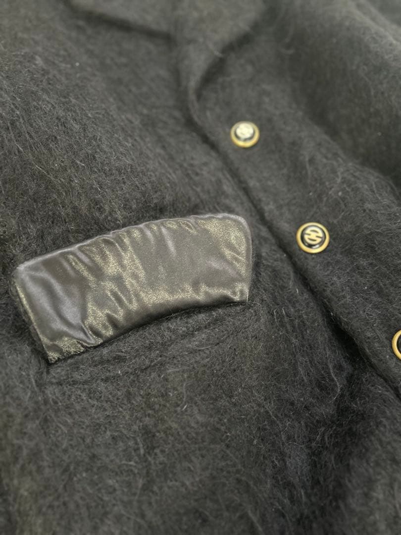 vintage CELINE PARIS モヘアロングコート 黒