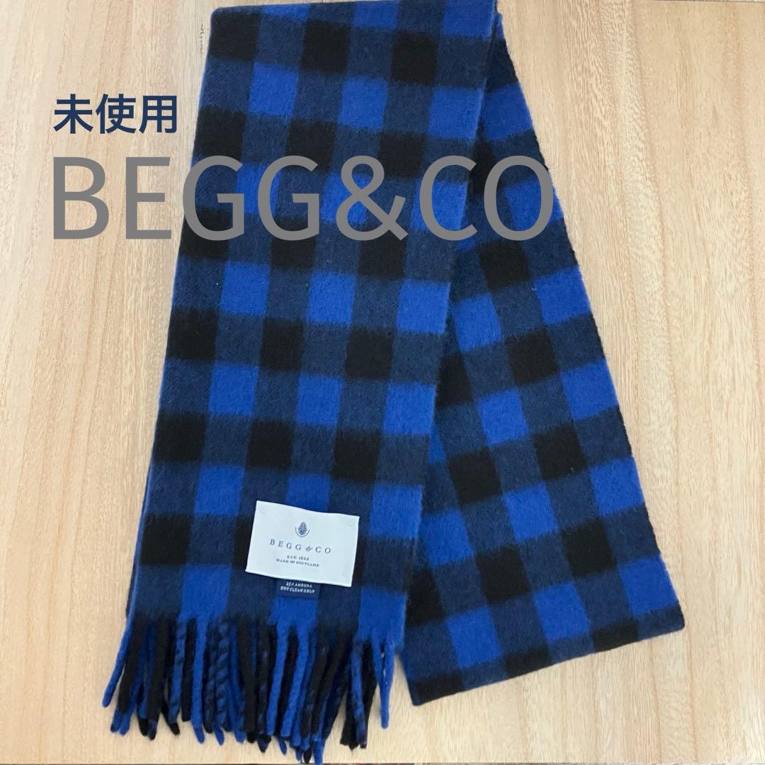 未使用✨BEGG & CO✨スコットランド製✨マフラー✨アンゴラ混✨チェック柄