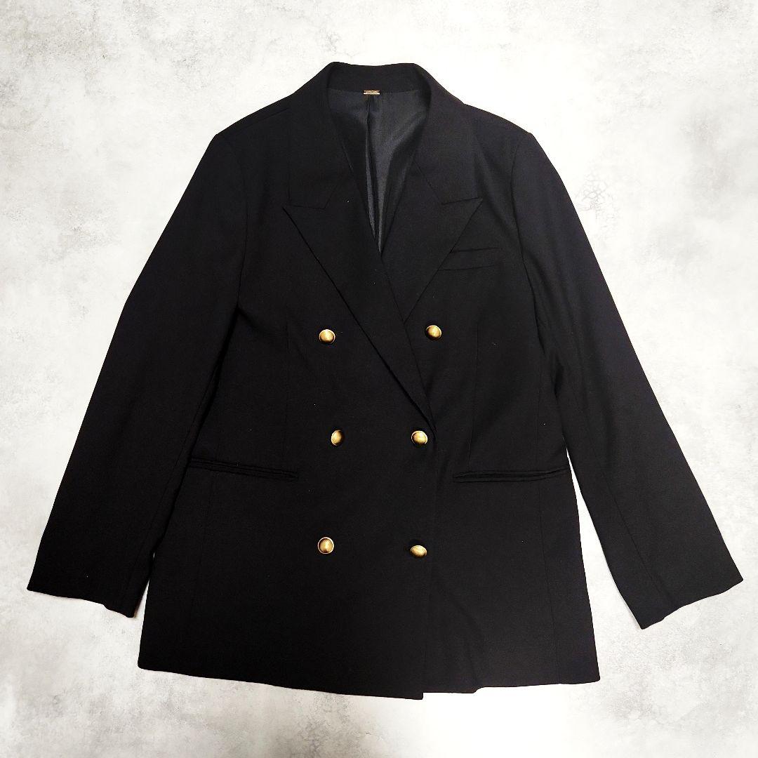 24SS MilaOwen 金釦ダブル ブレスト ロング ブレザー 紺ブレ