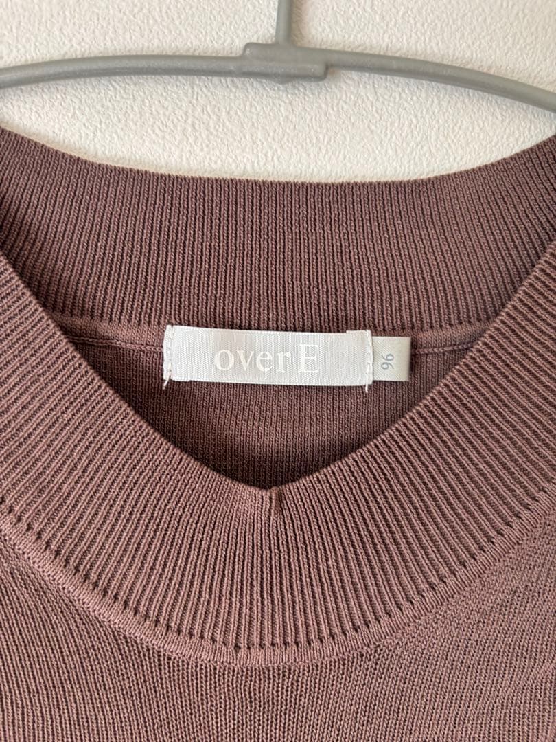 overE シアーサマーパネルニット 半袖Tシャツ ブラウン