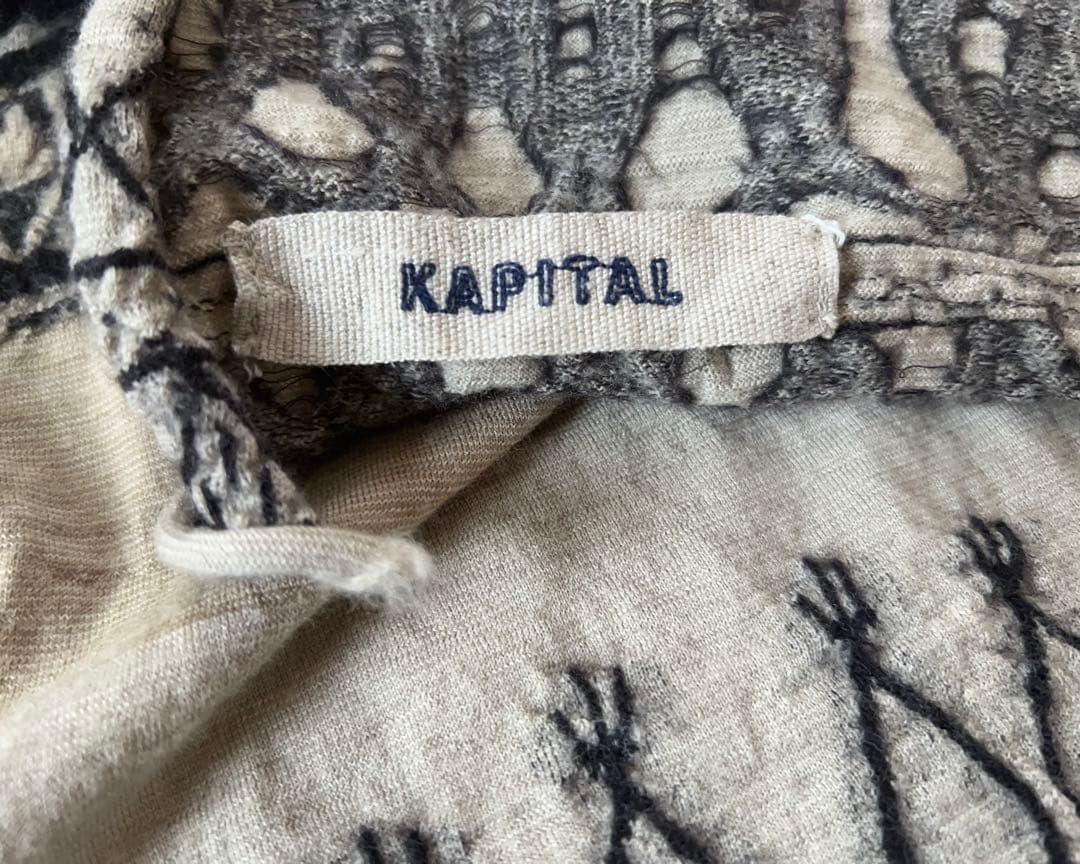kapitalキャピタル　縮絨ウールストール　ベージュグレー