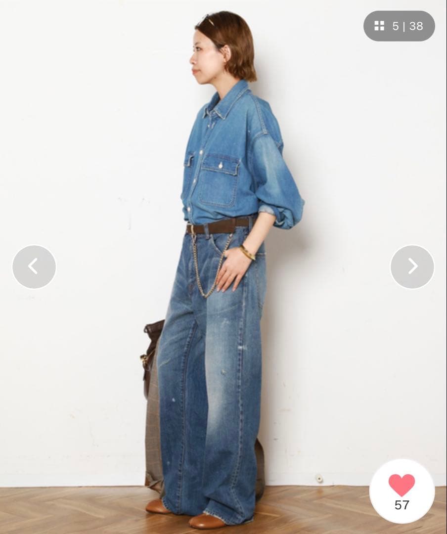 JOHNBULLジョンブル セルヴィッチデニム ワイドデニムパンツ ペイント加工