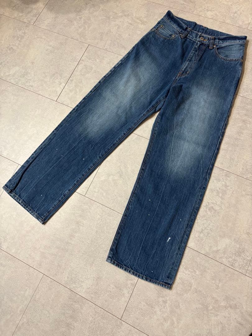 JOHNBULLジョンブル セルヴィッチデニム ワイドデニムパンツ ペイント加工