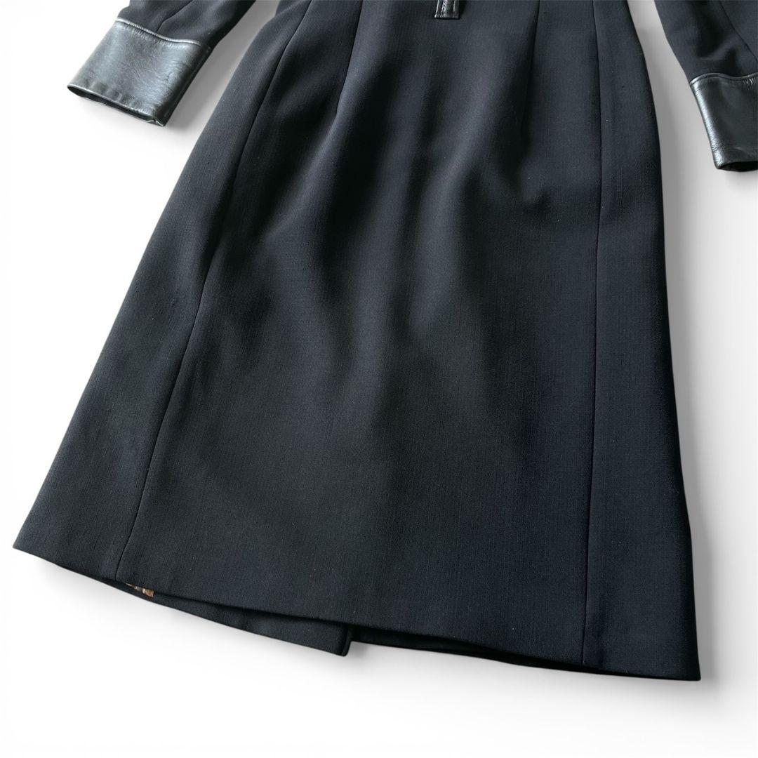 DOLCE&GABBANA ロングコート ブラック レオパード