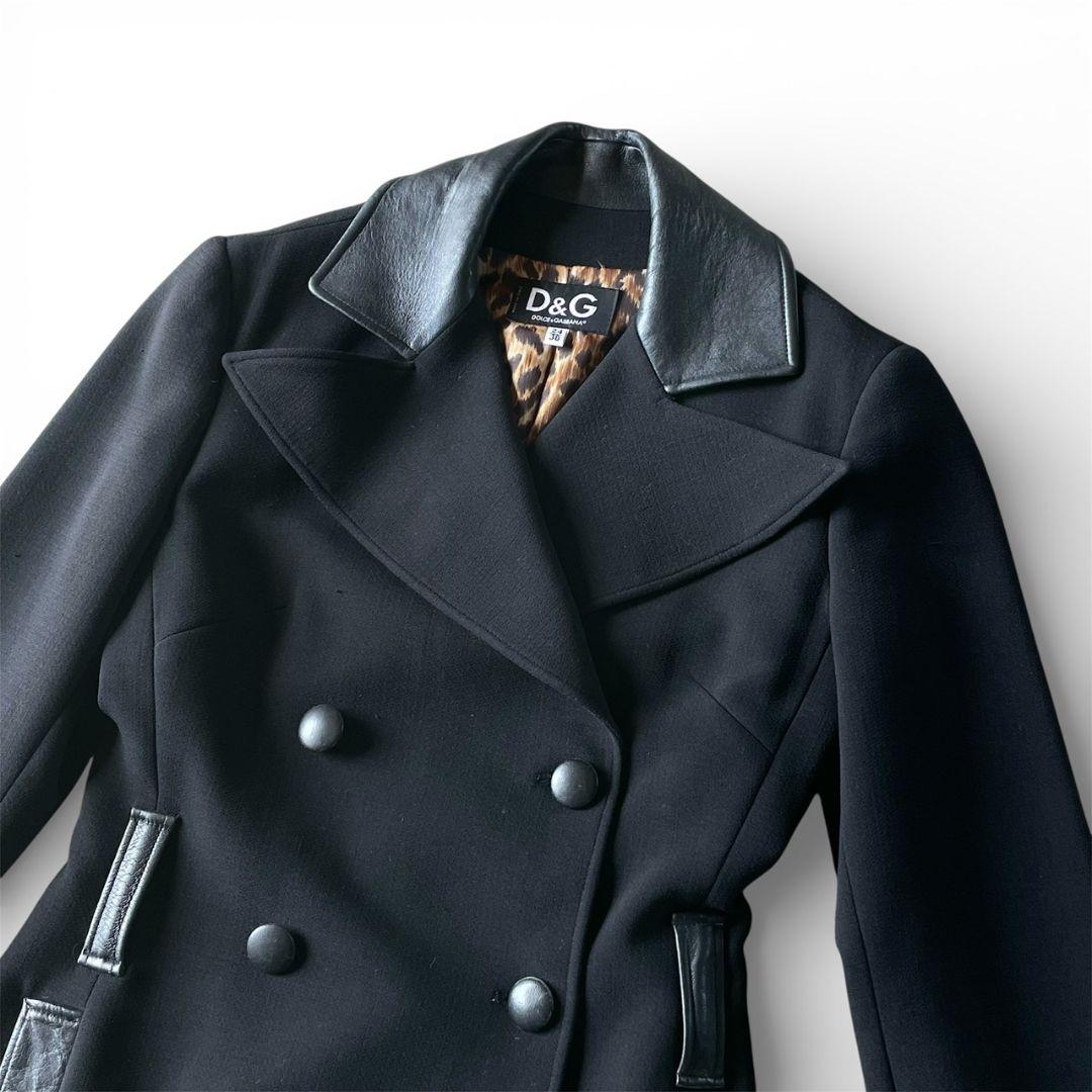 DOLCE&GABBANA ロングコート ブラック レオパード