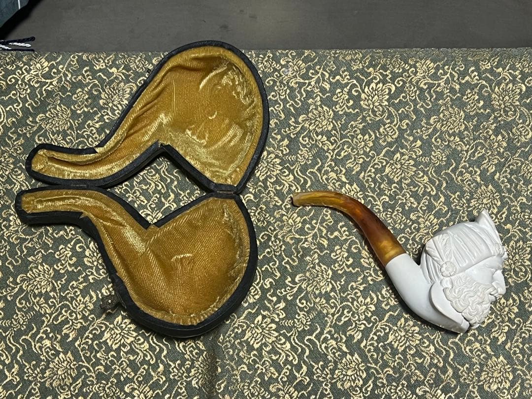 メシャム パイプ スルタン形 喫煙具 彫刻 べっ甲 ケース付 トルコ ビンテージ